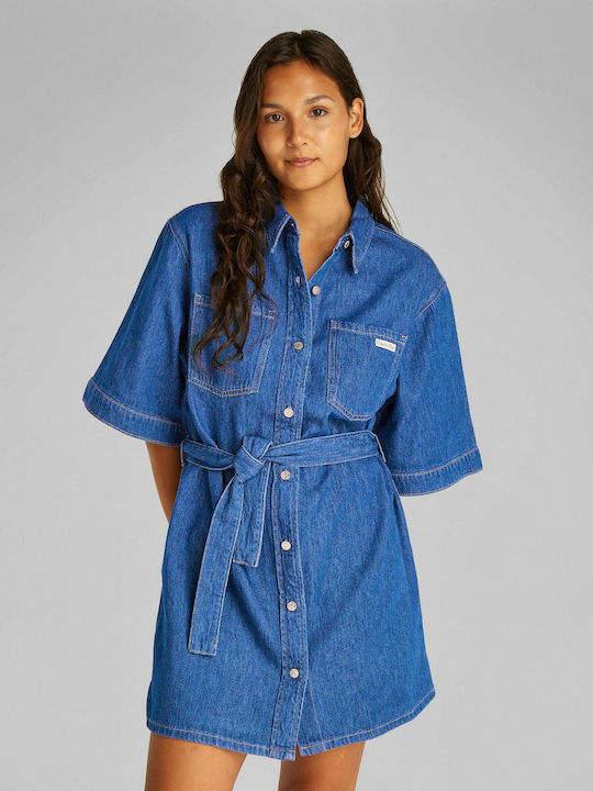 ΓΥΝΑΙΚΕΙΟ ΦΟΡΕΜΑ LINEN BOXY BELTED SHIRT DRESS CALVIN KLEIN J20J225169-1A4 - Image 1