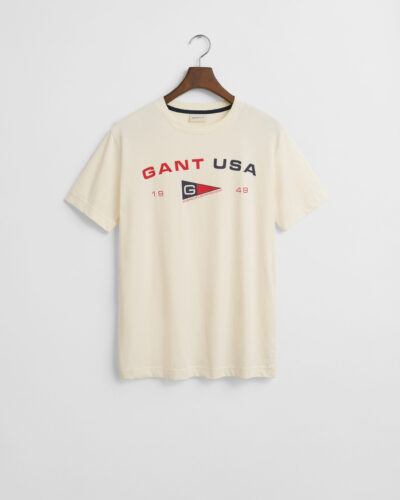 Ανδρική Μπλούζα GANT REG GRAPHIC SS 2003299 Εκρού