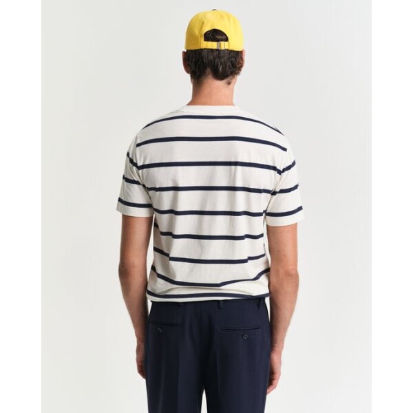Ανδρική μπλούζα κοντό μανίκι GANT STRIPED SS 2003298 Εκρού - Image 3