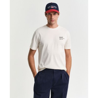 Ανδρική μπλούζα κοντό μανίκι GANT 2003300 S/S25 μπεζ