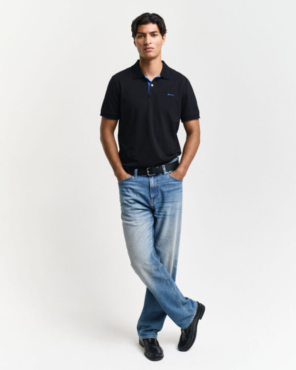 Ανδρική Μπλούζα GANT REG CONTRAST PIQUE SS POLO 2062026 Μαύρο - Image 5