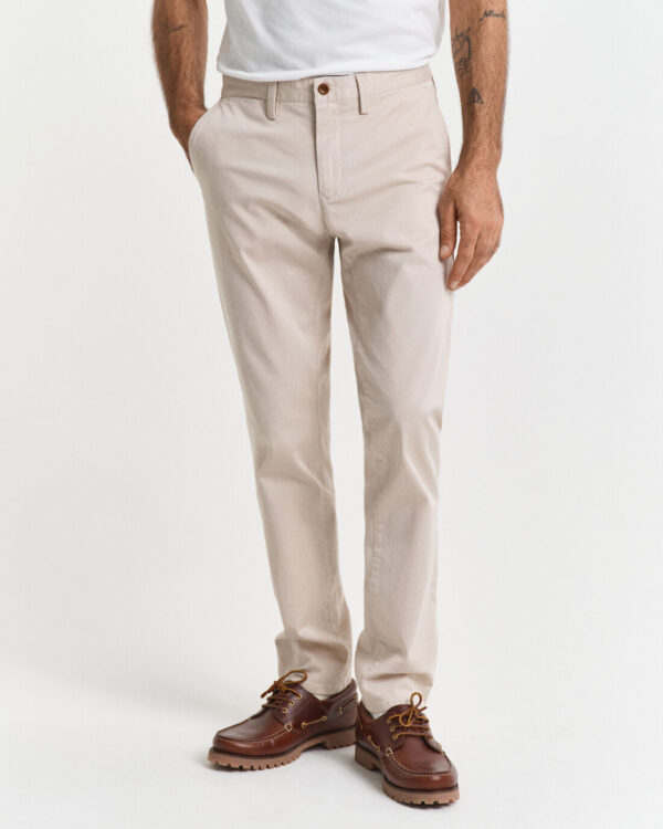 Ανδρικό Παντελόνι GANT SLIM TWILL CHINOS 1505221 Εκρού - Image 4