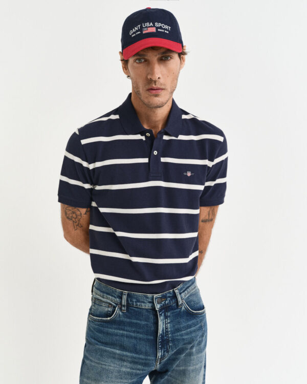 Ανδρική Μπλούζα GANT STRIPED POLO 2014022 Μπλε - Image 2