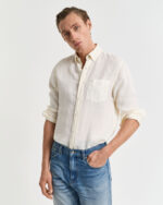 Ανδρικό Πουκάμισο Λινό GANT REG GMNT DYED LINEN 3240120 Εκρού - Image 2