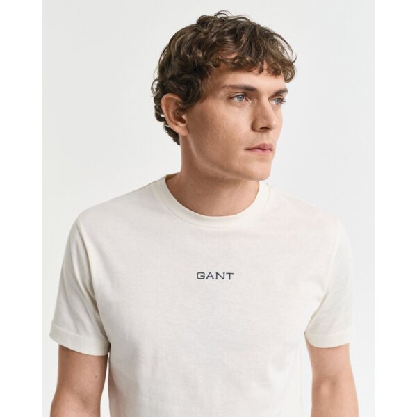 Ανδρική μπλούζα κοντό μανίκι GANT GRAPHIC  SS 2003308 Εκρου - Image 2