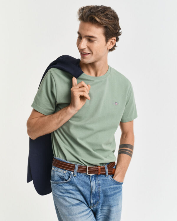 Ανδρική Μπλούζα GANT SLIM PIQUE SS 2013033 Πράσινο S/S25 - Image 2