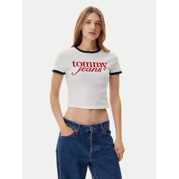tommy-jeans-t-shirt-script-ringer-dw0dw20631-ekrou-slim-fit-0000304646935 ΓΥΝΑΙΚΕΙΑ ΜΠΛΟΥΖΑ TJW SLIM SH SCRIPT RINGR TOMMY JEANS DW0DW20631-YBL - Image 1
