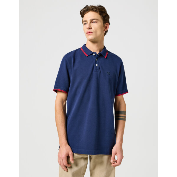 112350403_1 Ανδρική μπλούζα κοντό μανίκι polo WRANGLER 112350403 μπλε - Image 1