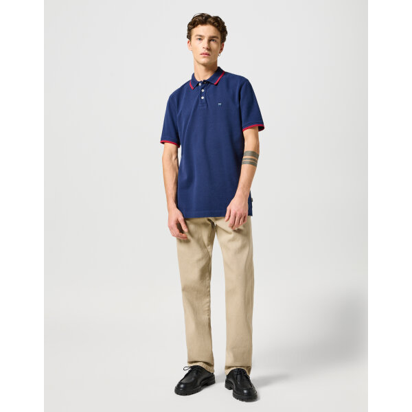 112350403_2 Ανδρική μπλούζα κοντό μανίκι polo WRANGLER 112350403 μπλε - Image 5