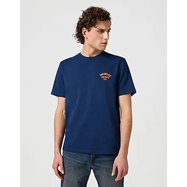 112362807_1 Ανδρική μπλούζα κοντό μανίκι small logo tee WRAGLER 112362807 μπλε - Image 1