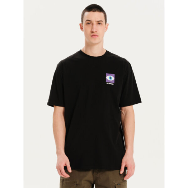 251.EM33.18-BLACK_1 Ανδρική μπλούζα κοντό μανίκι EMERSON "NATURE IS WATCHING" 251.EM33.18 μαύρο - Image 1