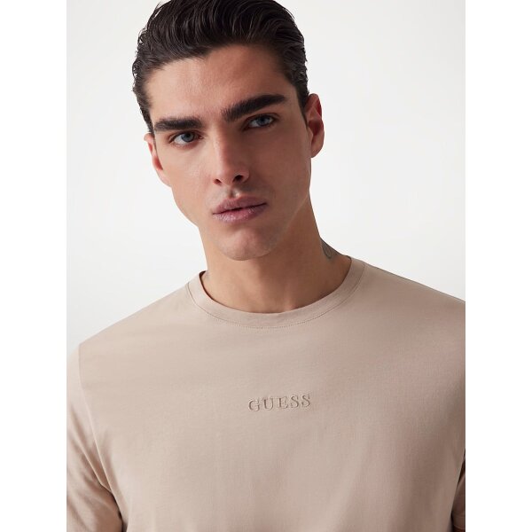 Ανδρική Μπλούζα GUESS SS GUESS EMB PIMA CREW M4GP39K7HD0 μπεζ - Image 4