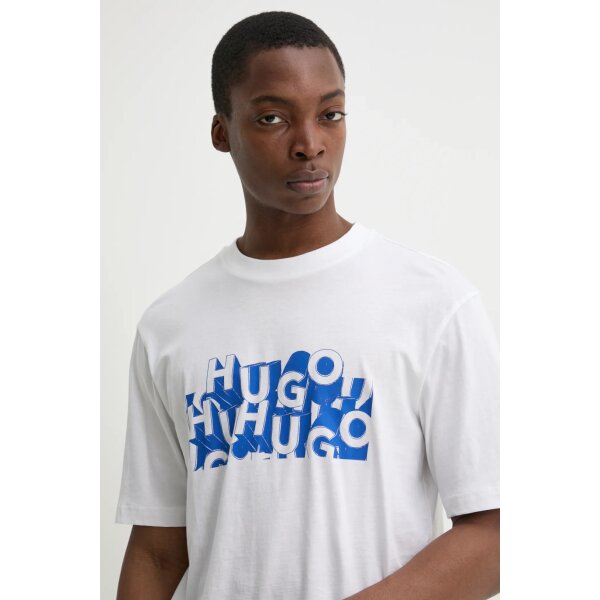 SS25-TSM027-00A_F4 Ανδρική Μπλούζα HUGO BLUE Nafralo 50533528 Λευκό - Image 4