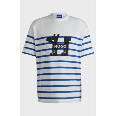 Ανδρική Μπλούζα HUGO BLUE Nolastripe Relaxed fit 50530330 Λευκό Μπλε Ριγέ