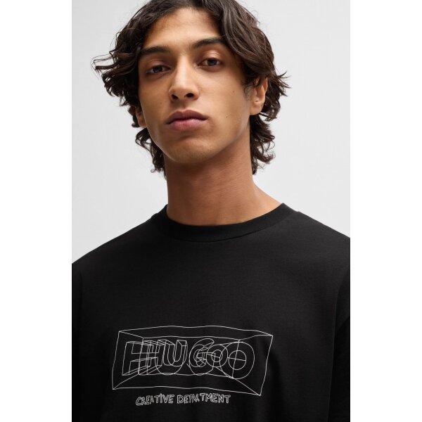 Ανδρική Μπλούζα HUGO BLUE Nufrancos Relaxed fit 50532095 Μαύρο - Image 3