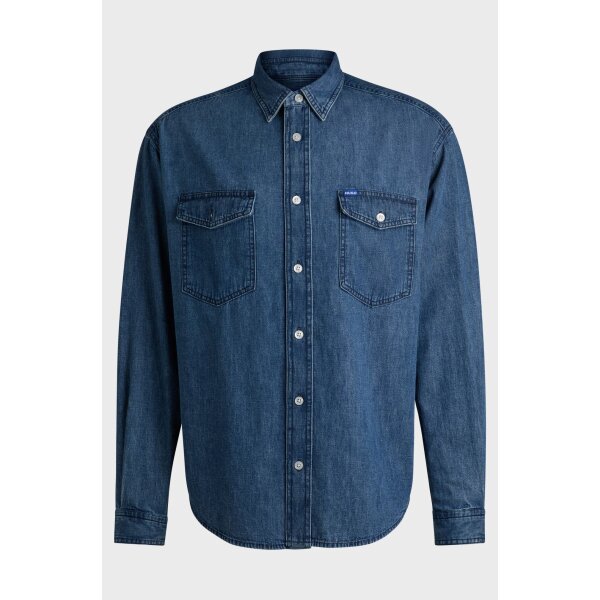 hbeu50534162_416_100 Ανδρικό Πουκάμισο Τζιν HUGO BLUE Ebino 50534162 Relaxed fit Μπλε - Image 1