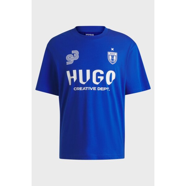 hbeu50541252_493_100 Ανδρική μπλούζα κοντό μανίκι HUGO Cotton-jersey T-shirt with football-inspired prints 50541252 μπλε - Image 3