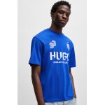 Ανδρική μπλούζα κοντό μανίκι HUGO Cotton-jersey T-shirt with football-inspired prints 50541252 μπλε