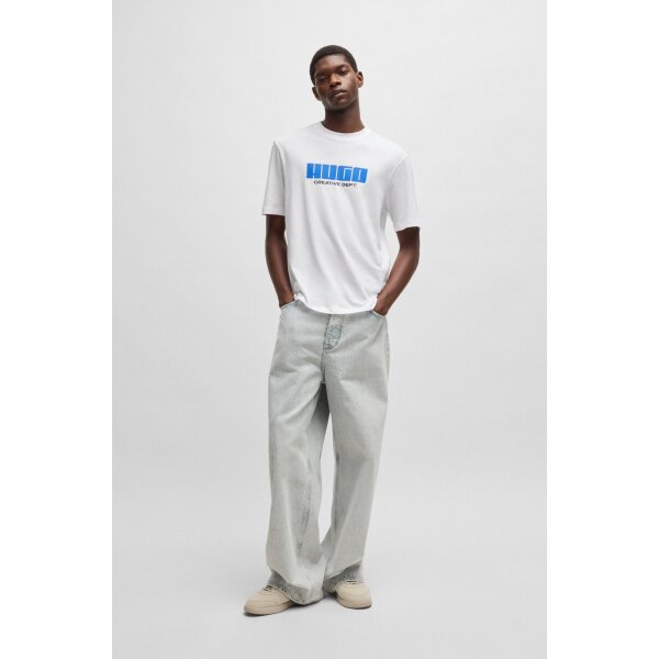 Ανδρική μπλούζα κοντό μανίκι Cotton-jersey T-shirt with logo artwork 50542934 λευκή - Image 3