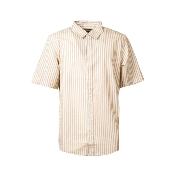 image_33318 Ανδρικό πουκάμισο λινό ριγέ κοντό μανίκι WRANGLER 112362759 μπεζ - Image 1