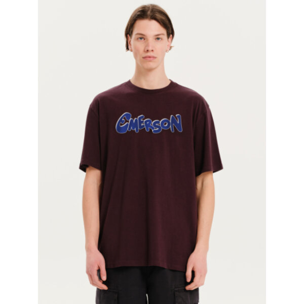 251.EM33.24-WINE_1 Ανδρική μπλούζα κοντό μανίκι Emerson 251.EM33.24 μπορντώ - Image 1