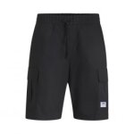 Ανδρική βερμούδα cargo HUGO Structured-cotton shorts with drawstring and logo patch μαύρη - Image 3