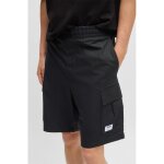 Ανδρική βερμούδα cargo HUGO Structured-cotton shorts with drawstring and logo patch μαύρη