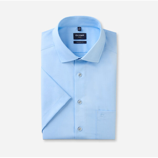 40707210-706x700-2 Ανδρικό πουκάμισο κοντό μανίκι modern fit OLYMP 12417211 μπλε - Image 1