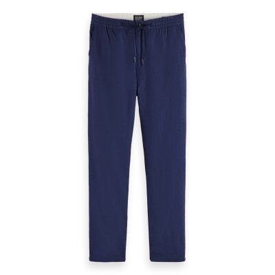 Ανδρικό παντελόνι λινό Essential-WARREN-COTTON/ LINEN TWILL JOGGER SCOTCH&SODA 179180 μπλε σκούρο