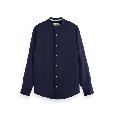 Ανδρικό πουκάμισο λινό μακρί μανίκι SCOTCH&SODA 179189 μπλε σκούρο