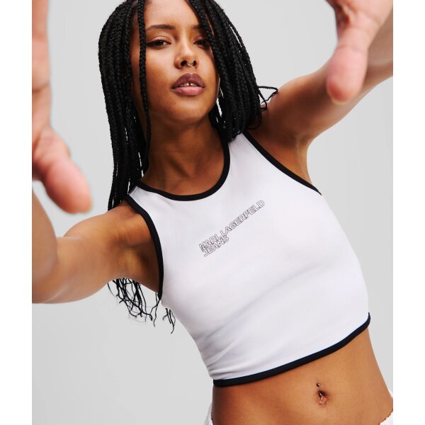 ΓΥΝΑΙΚΕΙΟ PIPING DETAIL TANK TOP Karl Lagerfeld WHITE  A2W17024-100 - Image 3