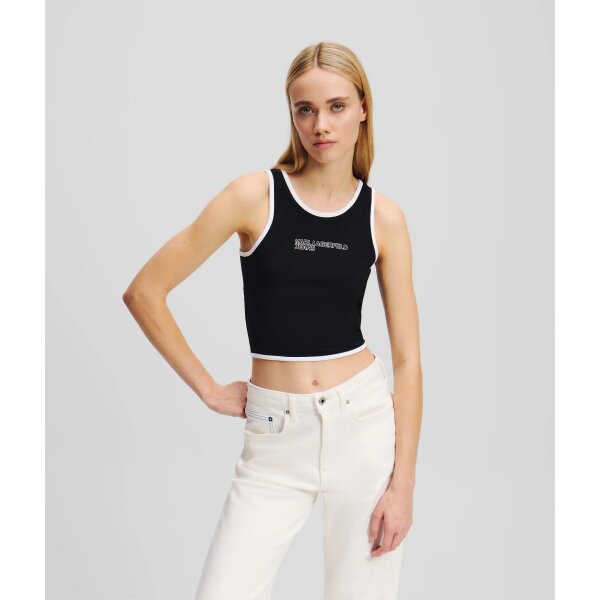 ΓΥΝΑΙΚΕΙΟ PIPING DETAIL TANK TOP Karl Lagerfeld   BLACK A2W17024-999 - Image 2