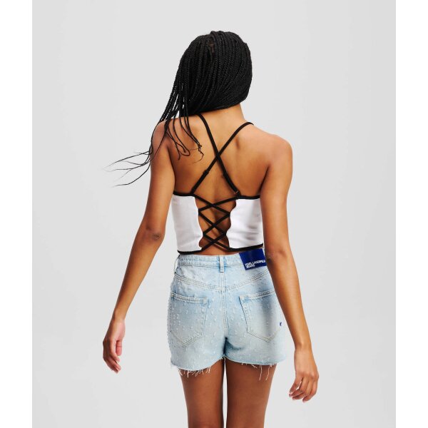 ΓΥΝΑΙΚΕΙΟ PIPING DETAIL TANK TOP Karl Lagerfeld WHITE  A2W17026-100 - Image 2