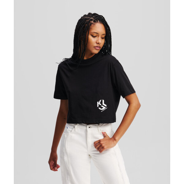 Γυναικείο T-Shirt Karl Lagerfeld MONOGRAM CROPPED  BLACK A2W17076-999 - Image 2