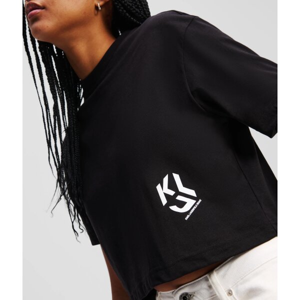 Γυναικείο T-Shirt Karl Lagerfeld MONOGRAM CROPPED  BLACK A2W17076-999 - Image 3