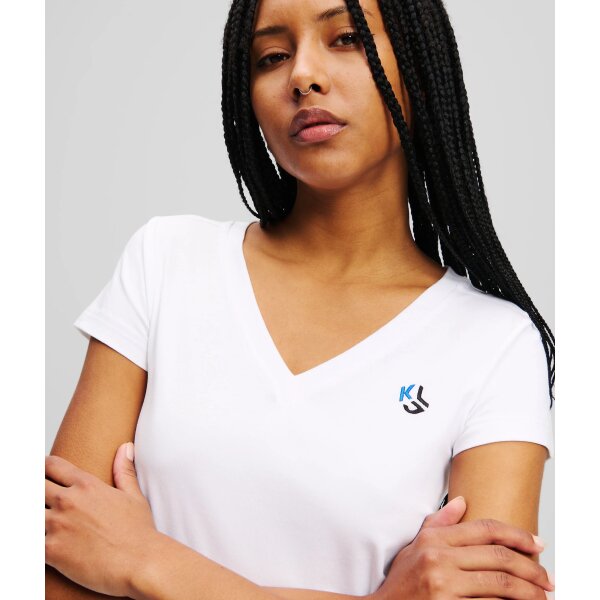 Γυναικείο T-Shirt Karl Lagerfeld Slim V Neck Tee White A2W17097-100 - Image 3