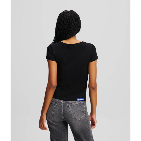 A2W17097999_3 Γυναικείο T-Shirt Karl Lagerfeld Slim V Neck Tee BLACK A2W17097-999 - Image 3