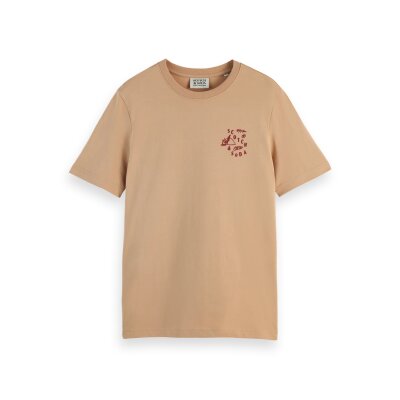 Ανδρική μπλούζα κοντό μανίκι Regular fit left chest logo 180047 μπεζ