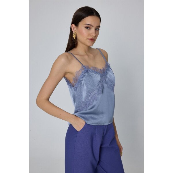 Αμάνικο Σατέν Τοπ με Δαντέλα MONROE MML25-01-01-005_CIEL - Image 1