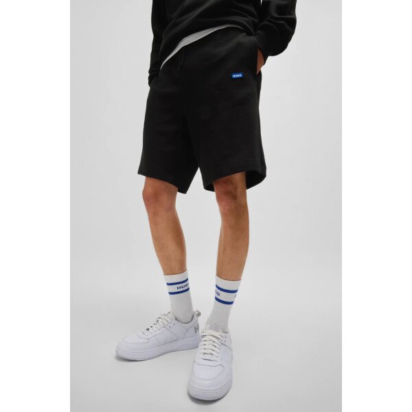 hbeu50522364_001_340 Ανδρική βερμούδα Drawstring shorts in cotton terry with blue logo label 50522364 μαύρη - Image 2