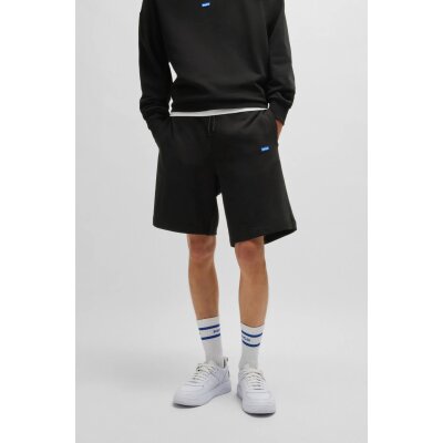Ανδρική βερμούδα Drawstring shorts in cotton terry with blue logo label 50522364 μαύρη
