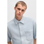 Ανδρικό πουκάμισο HUGO BLUE waffle-structured cotton blend 50540316 γαλάζιο - Image 4