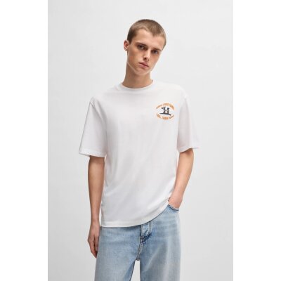 Ανδρική μπλούζα Cotton-jersey T-shirt with surf artwork HUGO 50536126 λευκή