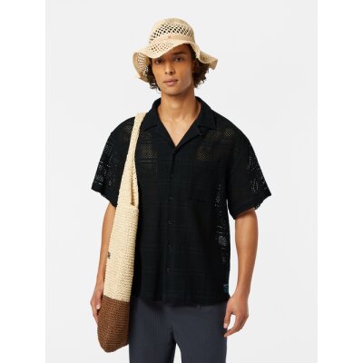 Ανδρικό πουκάμισο κοντό μανίκι Crochet SCOTCH& SODA 180034 μαύρο
