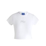 ΓΥΝΑΙΚΕΙΑ ΜΠΛΟΥΖΑ DOME RHINESTONE LOGO CROP T-SHIRT WOMEN HUGO 50537247-100
