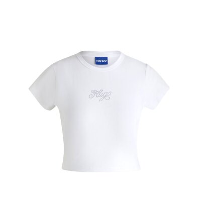ΓΥΝΑΙΚΕΙΑ ΜΠΛΟΥΖΑ DOME RHINESTONE LOGO CROP T-SHIRT WOMEN HUGO 50537247-100