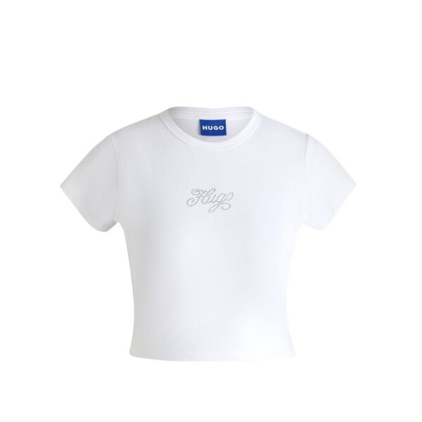 50537247-100_hugo_boss_women_crop_top_white_06 ΓΥΝΑΙΚΕΙΑ ΜΠΛΟΥΖΑ DOME RHINESTONE LOGO CROP T-SHIRT WOMEN HUGO 50537247-100 - Image 1