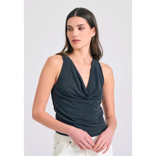 ΓΥΝΑΙΚΕΙΑ Ντραπέ αμάνικη μπλούζα με ανοιχτή πλάτη ΜΑΥΡΟ FUNKY BUDDHA  FBL011-107-17 - Image 1