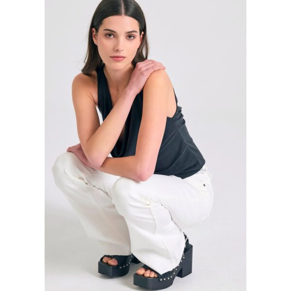 ΓΥΝΑΙΚΕΙΑ Ντραπέ αμάνικη μπλούζα με ανοιχτή πλάτη ΜΑΥΡΟ FUNKY BUDDHA  FBL011-107-17 - Image 4