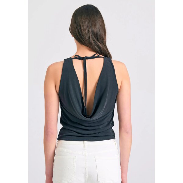 ΓΥΝΑΙΚΕΙΑ Ντραπέ αμάνικη μπλούζα με ανοιχτή πλάτη ΜΑΥΡΟ FUNKY BUDDHA  FBL011-107-17 - Image 5